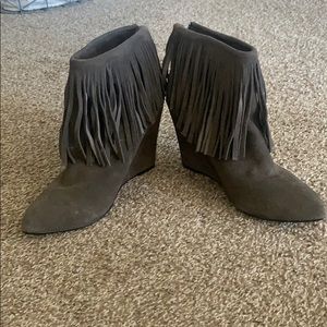 Chinese Laundry Grey Fringe booties